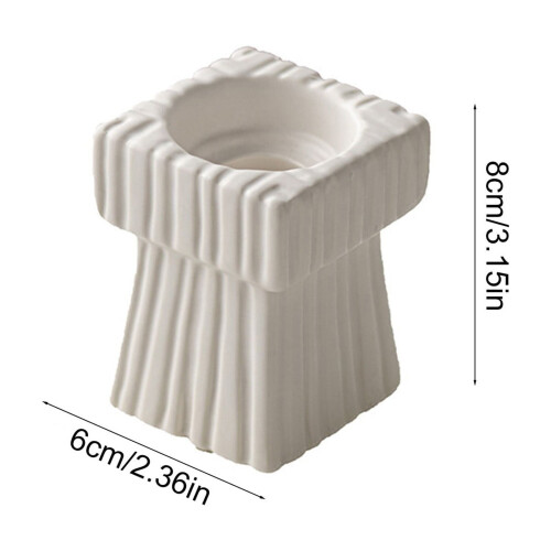 Ceramic Candle Holder Square Column Design 8 cm White 2