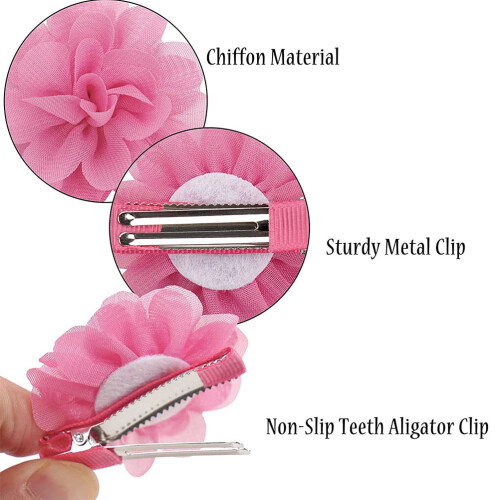 Blomsterhårspenner til jenter – chiffon, 20 stk. 2