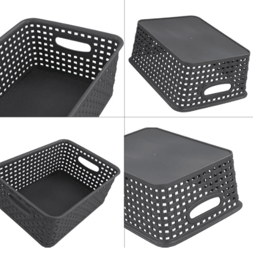 4-Pack Gray Plastic Small Storage Baskets, 10" x 7.7" x 4" 2
