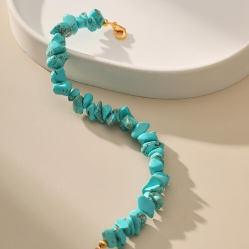 Turquoise beaded bracelet 18K gold plated 2