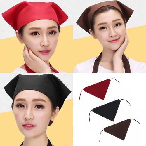 Triangular Cook Head Covers For Commercial Kitchen Headscarf Breathable Headwear With Adjustable Strap for Kitchen Worker 1