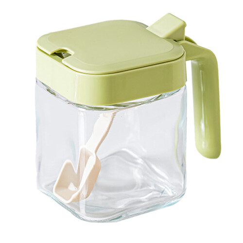 Pot à condiments en verre avec joint d'étanchéité vert (1 pièce) 1