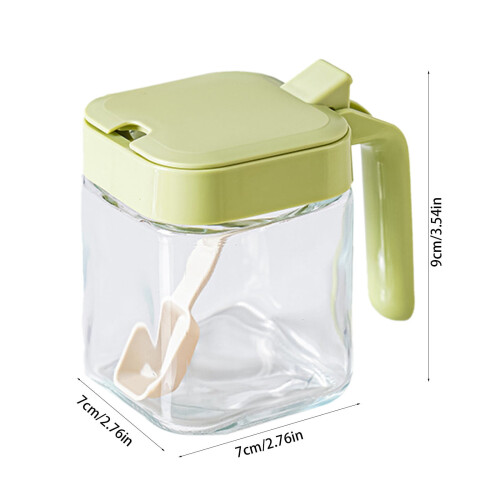 Pot à condiments en verre avec joint d'étanchéité vert (1 pièce) 2