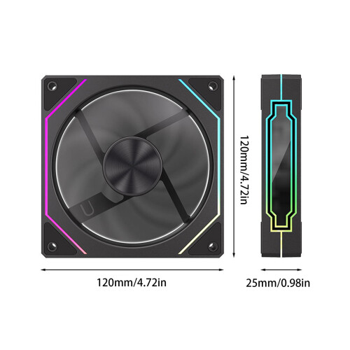 PC Case Fan ARGB Reverse/Forward Type 12cm CPU Cooling Fan with Light Effect 2