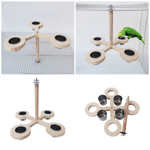 Parrot feeder perch with dish cup and screw stand 1