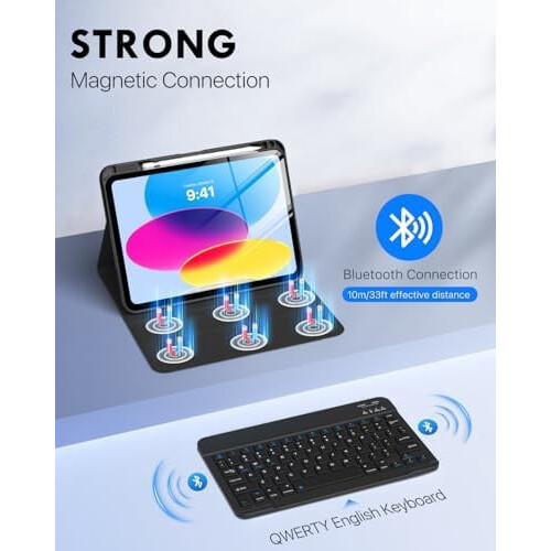 Θήκη για iPad 11ης γενιάς (A16) και 10ης γενιάς με αποσπώμενο πληκτρολόγιο Bluetooth, θήκη 2