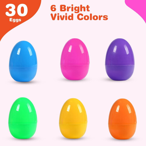 30Pcs Fillable Easter Eggs, 2.17'' Plastic Bright Easter Eggs Empty Bulk Assortment, Perfect for Easter Egg Hunt/Surprise Egg 2