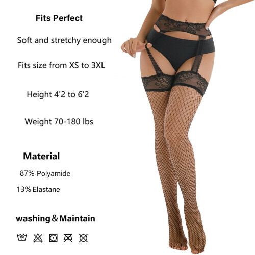 Women's lace suspender mesh socks soft elastic hollow design 2