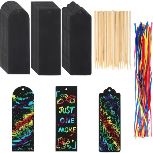 Rainbow Scratch Paper Art Bookmarks Kit 12 pcs 1