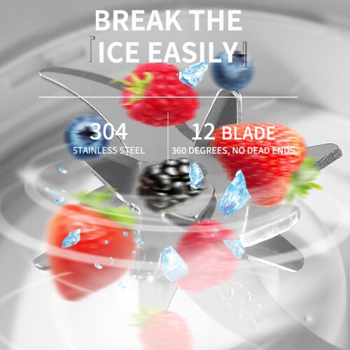 Φορητό μπλέντερ USB Hailicare 420ml, Ασύρματο για smoothies, Οθόνη LED, 12 λεπίδες για το 1