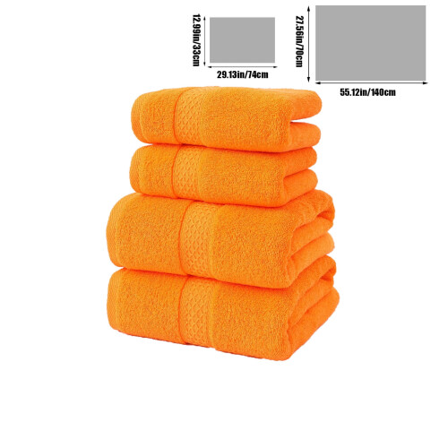 Conjunto de Toalhas de Banho Laranja Macias e Resistentes ao Desbotamento 2