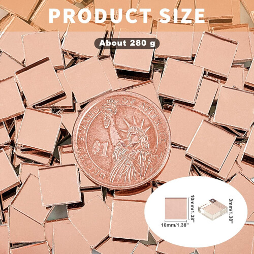280g/κουτί 10x10x3mm τετράγωνα μωσαϊκά πλακάκια μωσαϊκού από γυαλί, πλακάκια καθρέφτη 2