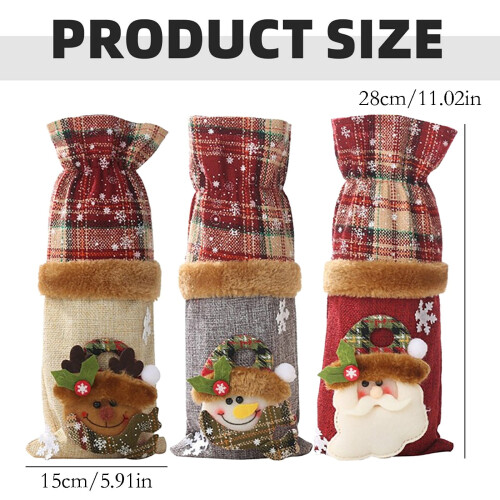 Jutepose til vinflasker, juledesign, 1-pak 2