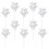 10pcs Glitter Bowknot Happy Birthday Cake Picks Silver 7