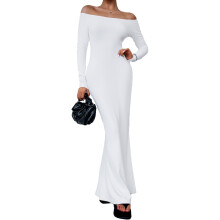 Maternity Photoshoot Dress Sexy Knit Bodycon Elegant Maxi Gown Long Sleeves Slim Stretchy Gowns Off Shoulder Floor Length Stylish Design For Romantic