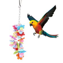 Edible Pigments Bird Swing Chew Toy for Conures, Three Ring Bead Design Bite Resistant Hanging Toy Encourage Physical Activities, Eco Friendly Birdie