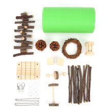 Accessoires pour cage à hamster avec anneau molaire, luffa en bois de pommier naturel et ensemble de meulage des dents en rotin, tunnel flexible