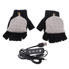 Gants d'hiver chauds avec fonction chauffante USB, gants chauffants double face, rabat convertible, pour hommes et femmes, tissu doux, extensible et