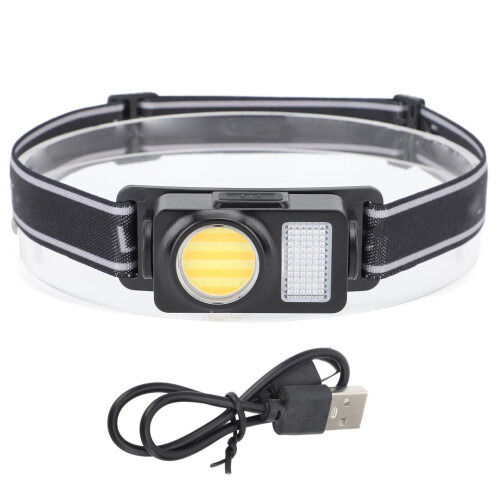 Adjustable Headband Headlamp, Multi Mode Super Bright LED Rechargeable Head Flashlights with Red Light Indicator for Emergency Signaling