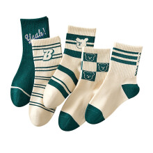 Retro Crew Socks for Women Men, Comfortable Cotton Striped Socks with Foot Stability Enhancement, Odor Allergy Resistant Socks for Daily and Sports
