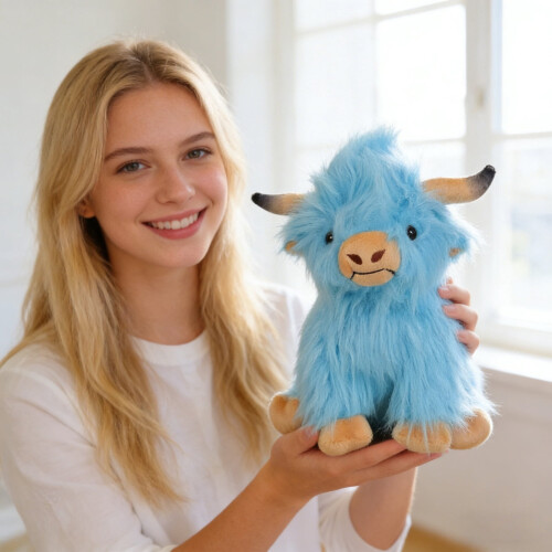 Λούτρινο παιχνίδι με βελούδινη αγελάδα Highland Cow 11 ιντσών με χαριτωμένη κούκλα 1