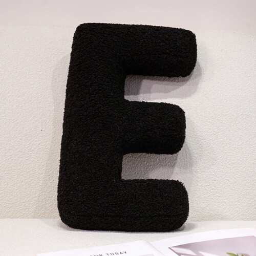 Alphabet Pillow Black Soft Plush E 1 piece 1