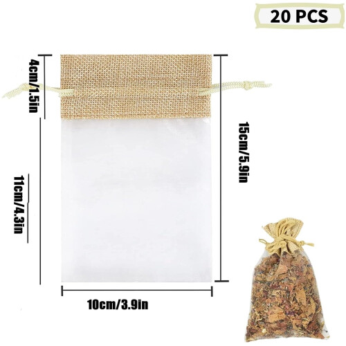 Pacote com 20 Sacolas de Presente de Organza com Cordão, 10x15cm 1