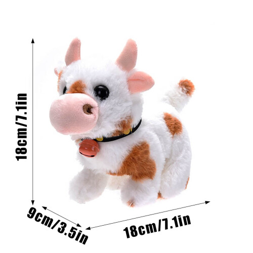 Interactive Walking Cow Plush Toy 18cm with Sounds and 1