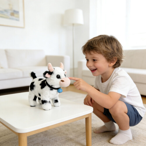 Peluche di mucca animata realistica con suoni realistici e 2