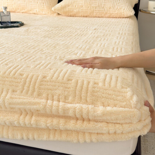 Fleece Fitted Sheet 120x200cm Deep Pocket Non-Slip Warm 1