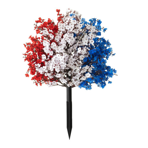 Árvore topiária patriótica em forma de bola, 50 cm (20 polegadas), nas cores vermelho, branco e azul, para uso externo. 1