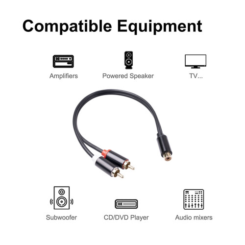 Καλώδιο Subwoofer 2 Αρσενικό σε 1 Θηλυκό Στερεοφωνικό Y Adapter, Επιχρυσωμένο Καλώδιο 1