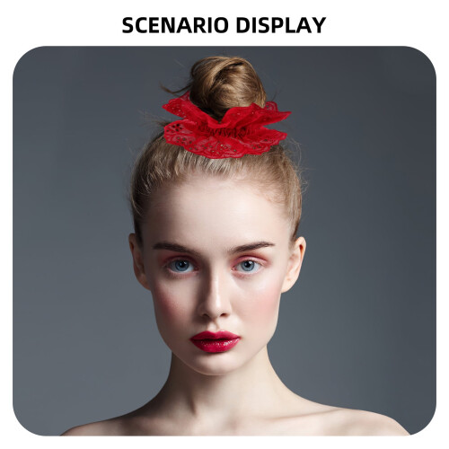 Κόκκινο δαντελένιο λαστιχάκι μαλλιών Scrunchie για γυναίκες και κορίτσια, ασφαλές 2