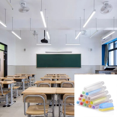 15 τεμάχια κιμωλία χωρίς σκόνη με θήκη κιμωλίας και γόμα λευκού πίνακα, κιμωλία 1
