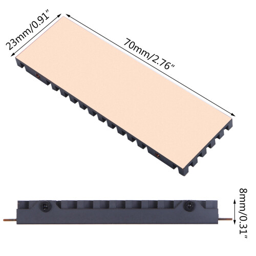 Ψύκτρα χαλκού για M.2 2280PCI-E NVME SSD, Θερμικό υπόστρωμα ψύξης, ψυγείο 70x23x8.5mm για 1