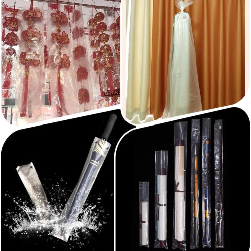 Capas plásticas extralongas de 15x101 cm (6x40 polegadas), pacote com 100 unidades, capas planas para pôsteres, sacos plásticos transparentes e 2