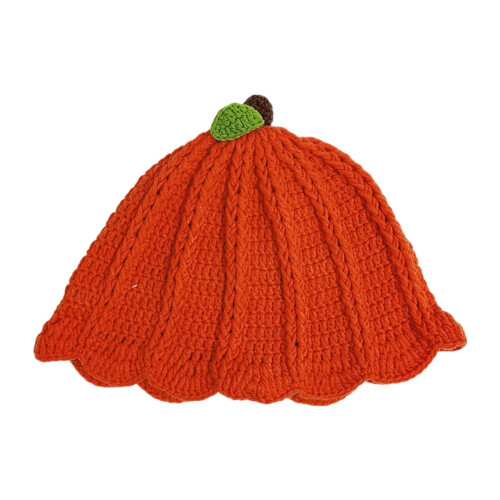 Oransje akrylstrikket lue til dame 1