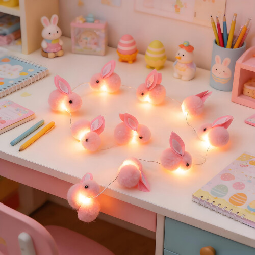 Guirlande lumineuse Lapin de Pâques Rose LED 6 m 2