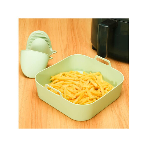 Lebensmittelechter Silikon-Airfryer-Einsatz, quadratisch, 3 Farben 1