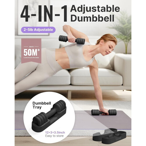 Adjustable Dumbbell Set 4-in-1 2-5 lbs Each 1