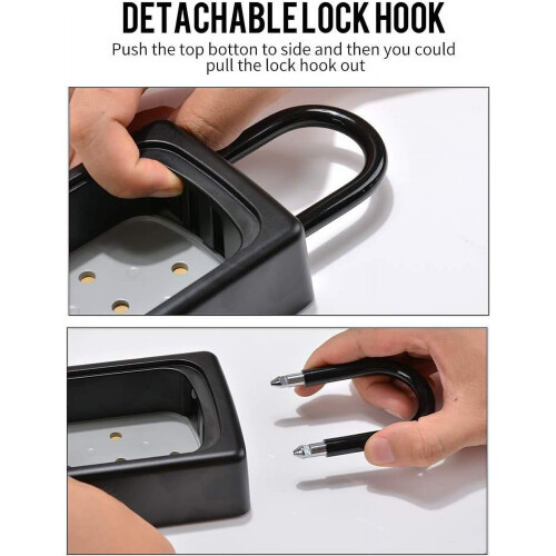 Key Lock Box Wall Mounted, Portable Lock Box for House Key Capacity, Weatherproof Resettable Code House Key Safe Security Lock 2