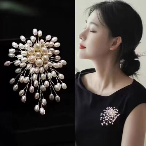 Broche en fausses perles tissée à la main, 7,7 cm 2