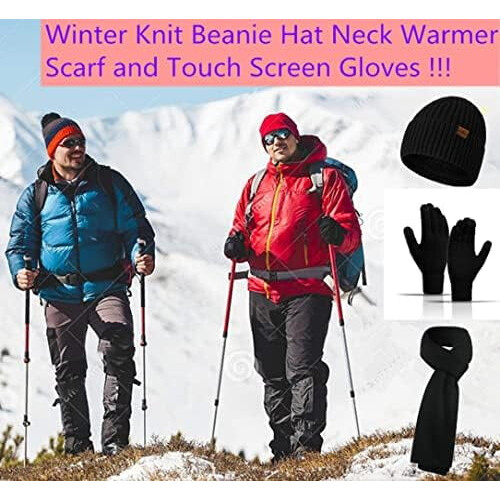 Conjunto masculino de gorro, cachecol e luvas com tela sensível ao toque 1