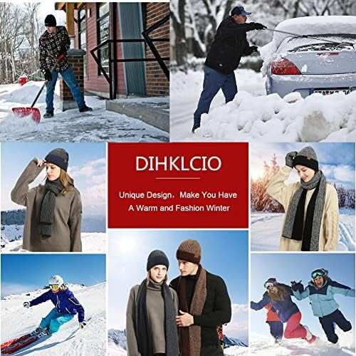 Conjunto masculino de gorro, cachecol e luvas com tela sensível ao toque 2