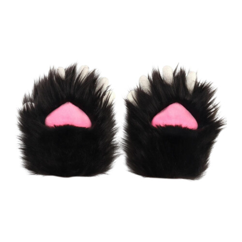 Γάντια Cat Paw Γάντια Cosplay με βελούδινα γάντια μαύρο ροζ 1