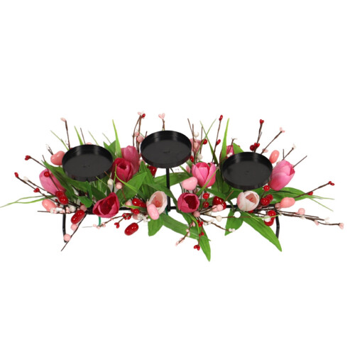 Artificial Tulip Candle Holder 3-Head for Table Wedding 2