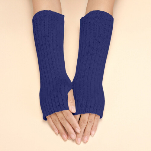 Women's Wool Half-Finger Gloves Navy One Size 1