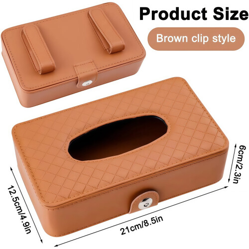 Leather Vehicle Tissue Box Storage with Straps 2PCS 1