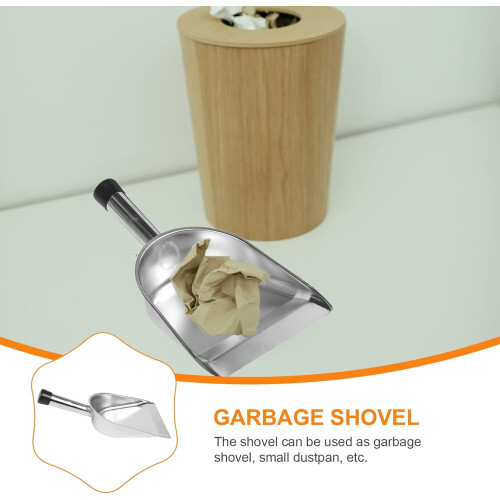 1Pc Thickened Stainless Steel Dustpan Hand-held Garbage Shovel for Home Use Comfortable Handle for Efficient Cleaning Multi-Purpose Tool 2