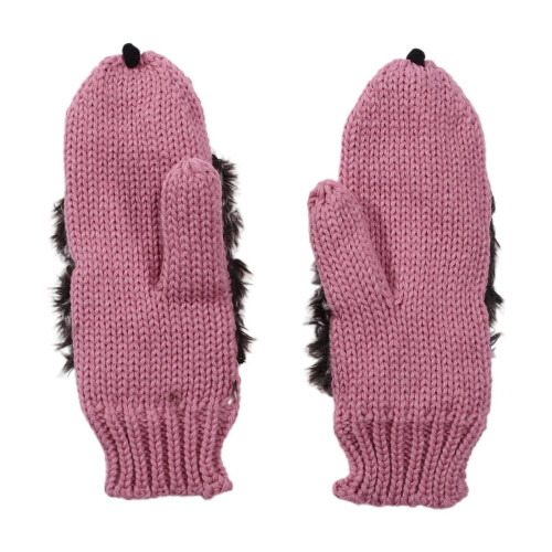 Gestrickte Igelhandschuhe für Mädchen – Rosa, Einheitsgröße 2